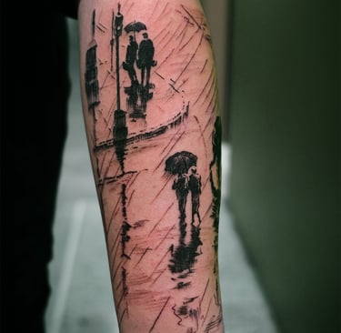 Rain in NYC tattoo