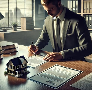 men signing property papers