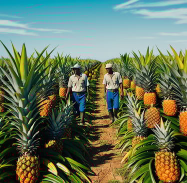 Champ d'ananas biologiques a N'Zerekore par l'entreprise NIMBA AGRO BUSINESS.