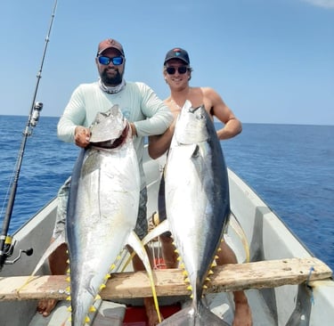 Tanzania Fishing charters - two mans on the boat with Yellowfin Tuna