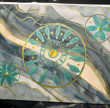 watercolor painting with acryl paint marker