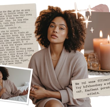 a woman in a robe and a candlelight candle