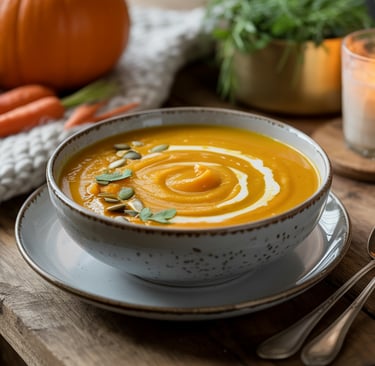 a bowl of soup with carrots and carrots
