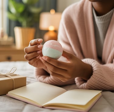 a woman holding a small white ball in her hands