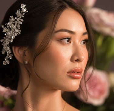 a woman with a flower in her hair