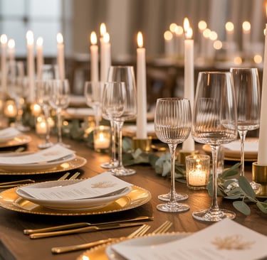 a table with candles and candles on it