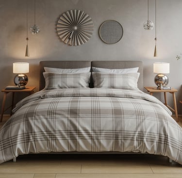 a bed with a bed and a lamp