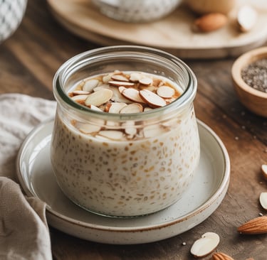 a jar of oatmeal with almonds and almonds