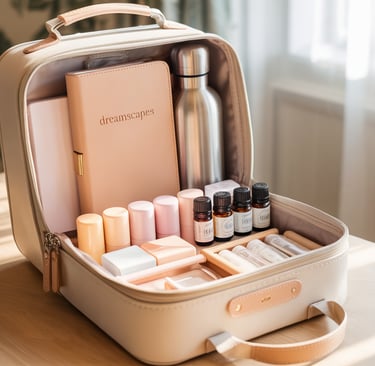 a suitcase with a variety of essentials in it