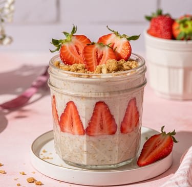 a dessert with strawberries and strawberries in a jar