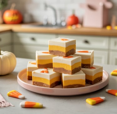 a plate with a cake and candy cornflakes