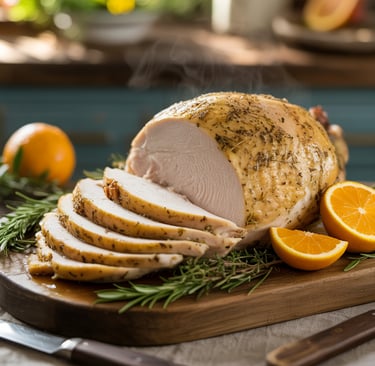 a sliced up pork roasting on a cutting board
