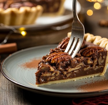 a piece of pie with a fork and a fork