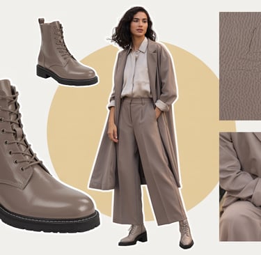 a woman in a trench coat and a pair of boots