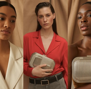 three women in red and white outfits posing for a photo