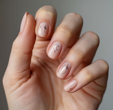 a person's hand with a nail polish manicure