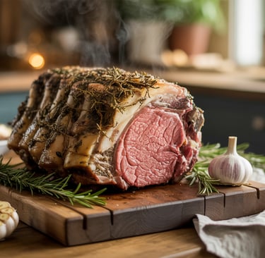 a large piece of meat on a cutting board