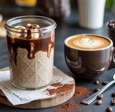 a glass jar of coffee with a spoon and spoon in it