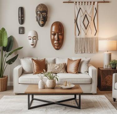 a living room with a couch and a table