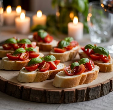 a table with breaded breaded bread and candles