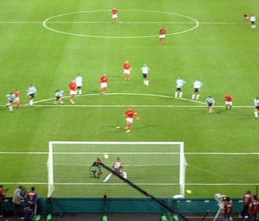 Beckham's Penalty Kick. Argentina vs England. 2002 FIFA World Cup in Sapporo Dome.