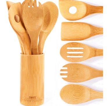 Organic wooden cooking utensils