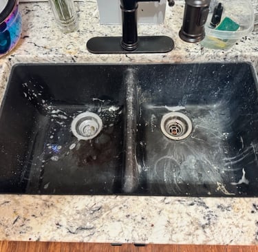 Before:  wear and tear on the old sink!