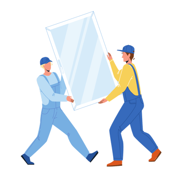 illustration de deux personnes portant une fenêtre