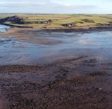 The Gann looking towards Monk Haven, Dale Pembrokeshire Drone
