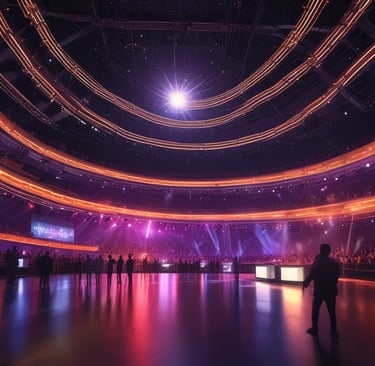 A close-up of innovative lighting equipment set up for a large-scale festival.
