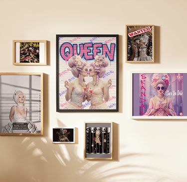 serie d'affiches pour une soirée skandal au restaurant BCBg