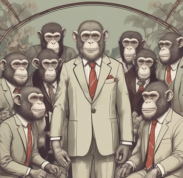 a monkey in a suit and a monkey in a suit