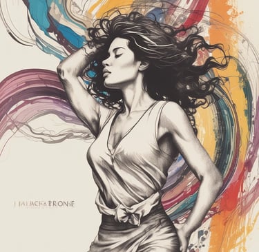 a woman with a long hair and a dress