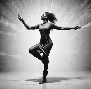 a woman in a dress standing in a studio