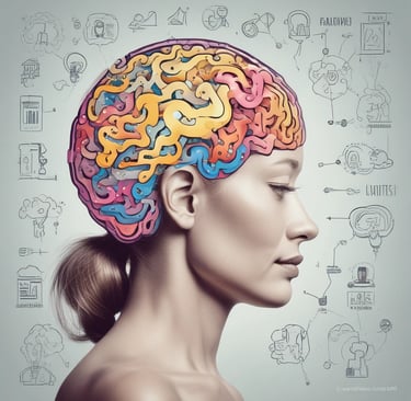 a woman with a brain map of the brain