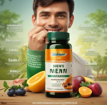 a man holding a bottle of vitamin supplements