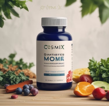 a bottle of cosmix, a vitamin supplement for women