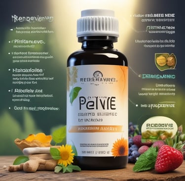 a bottle of peonye with a variety of ingredients