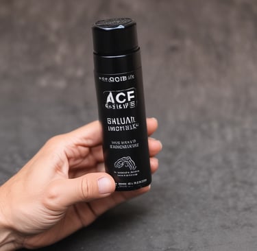 a person holding a bottle of acee acee