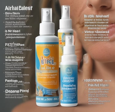 a woman with a bottle of deodorance and a bottle of deod