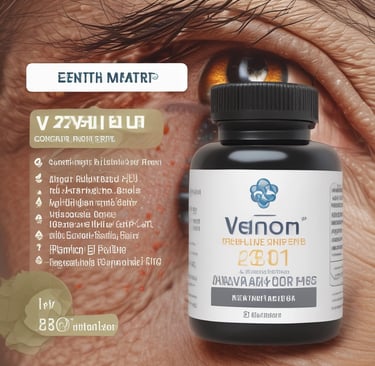 a person with a bottle of vitamins on their eye