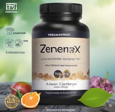 a bottle of zennexx with a variety of fruits and vegetables