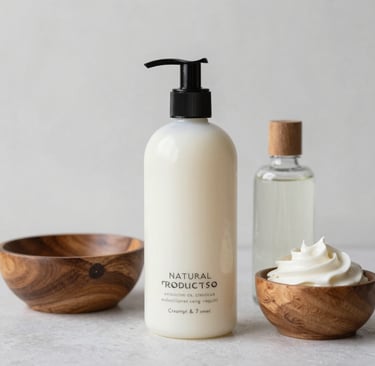 A serene spa setting with natural skincare products and green plants.