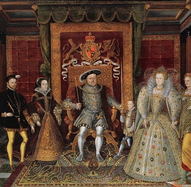 Painted entitled An Allegory of the Tudor Succession - The Family of Henry VIII