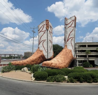 40-foot high Cowboy Boots sculpture outside the North Star Mall in San Antonio