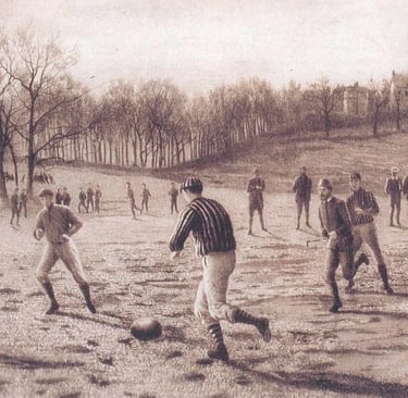A 19th century drawing of a game of football