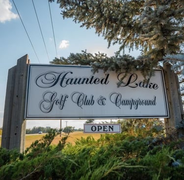 Entrance sign to Haunted Lakes Golf Club