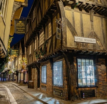 The Shambles York England historic street at night
