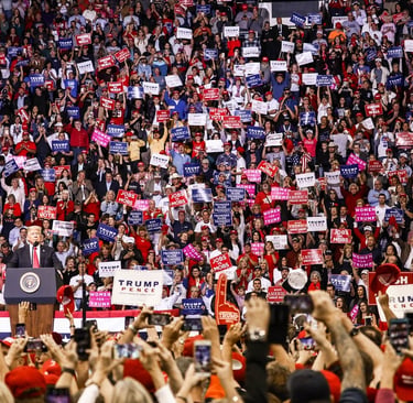 President Donald Tump at a Make America Great Again rally in 2018