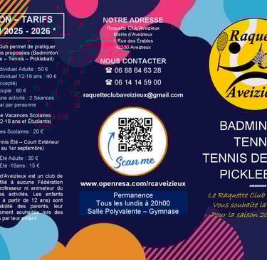Plaquette présentation Raquette club Aveizieux - P1